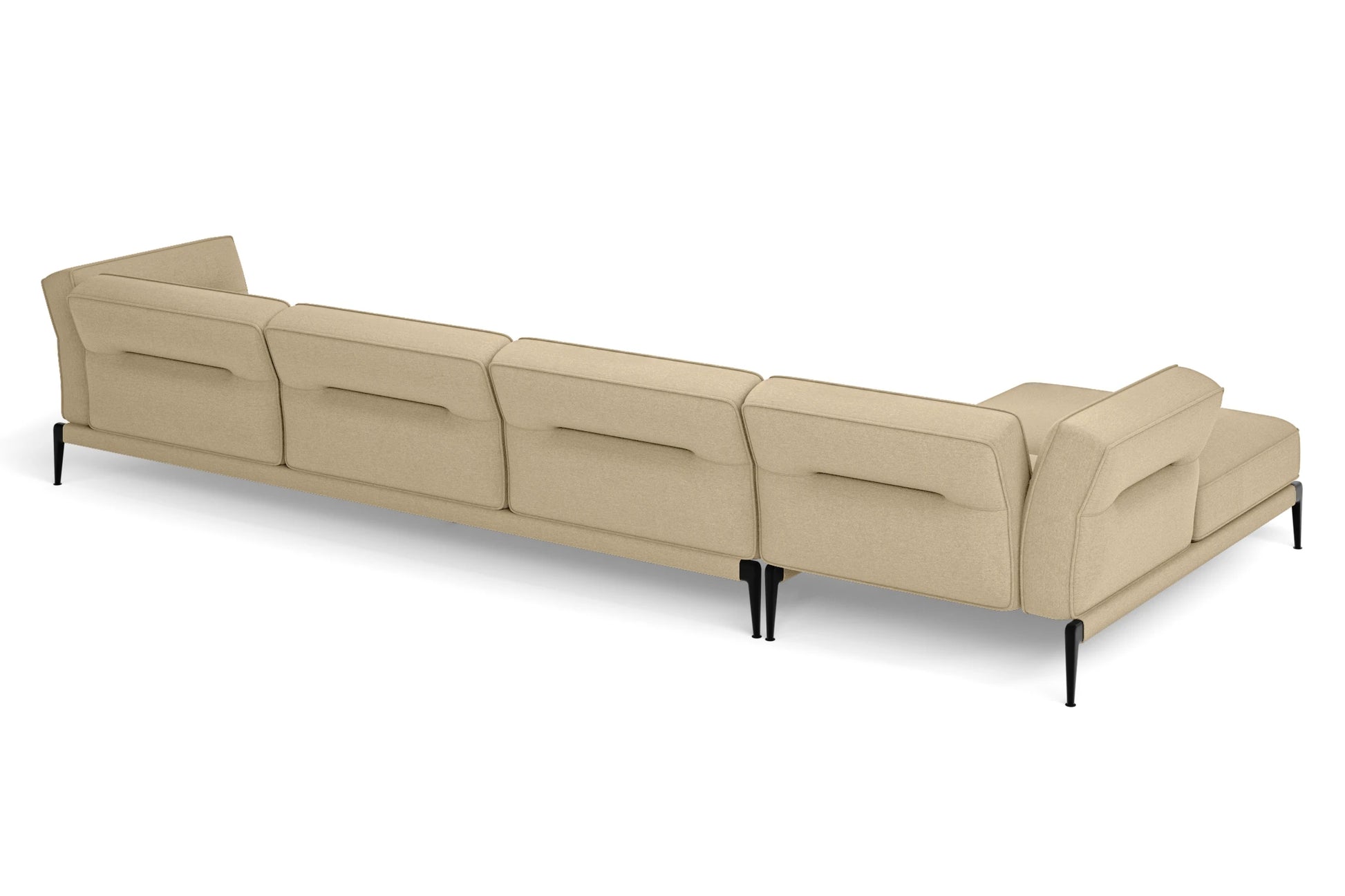 Acerra 4 Seater Left Hand Facing Chaise Lounge Corner Sofa Beige Linen Fabric