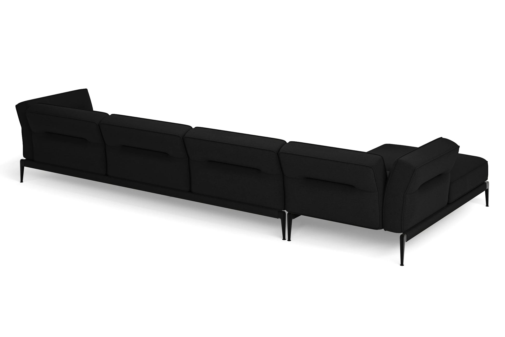 Acerra 4 Seater Left Hand Facing Chaise Lounge Corner Sofa Black Linen Fabric