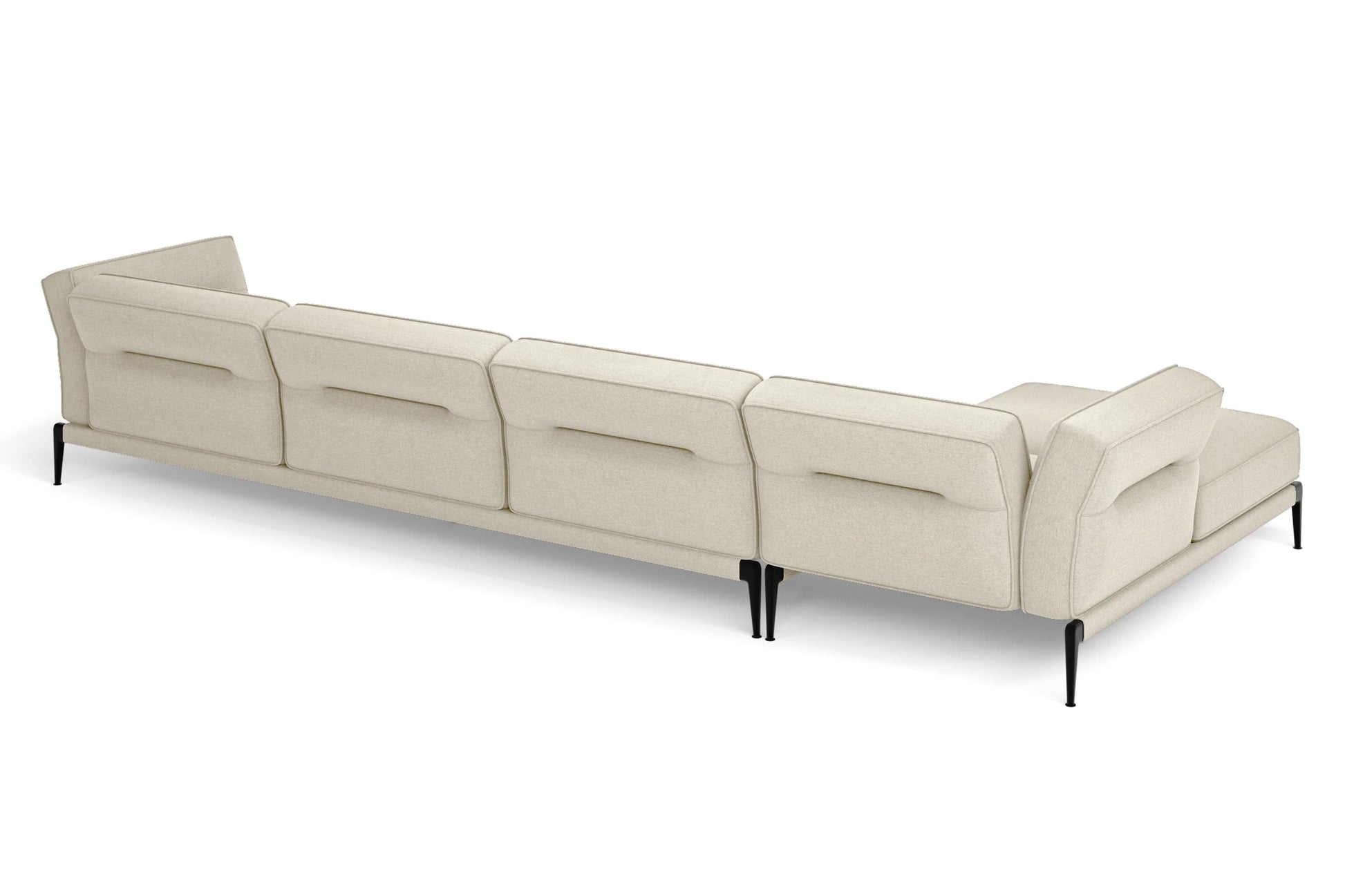 Acerra 4 Seater Left Hand Facing Chaise Lounge Corner Sofa Cream Linen Fabric