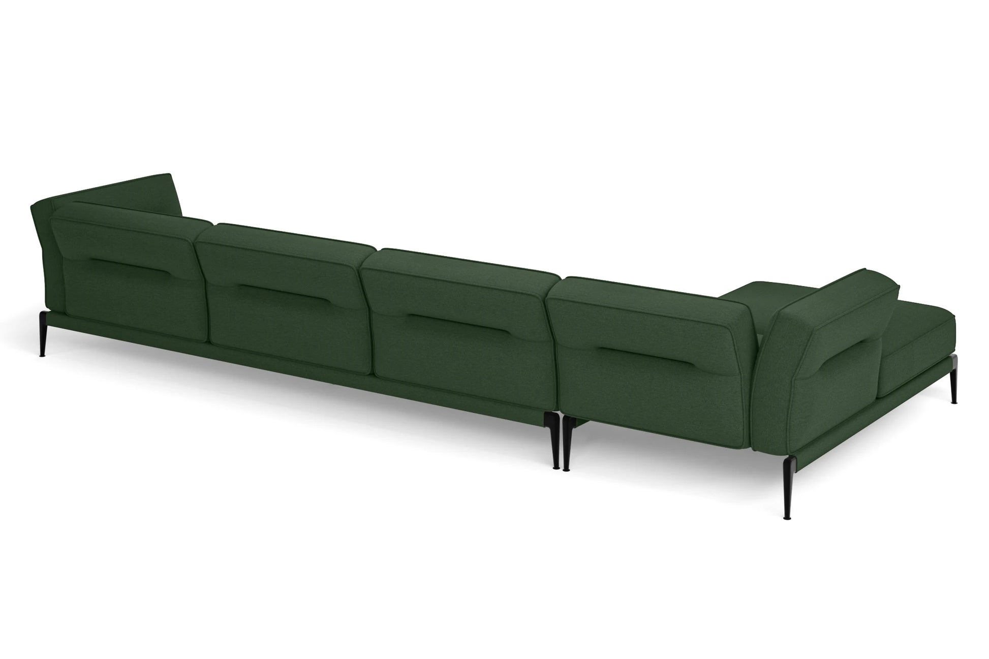 Acerra 4 Seater Left Hand Facing Chaise Lounge Corner Sofa Forest Green Linen Fabric