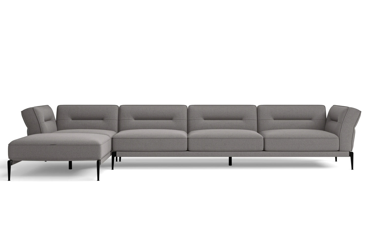 Acerra 4 Seater Left Hand Facing Chaise Lounge Corner Sofa Grey Linen Fabric