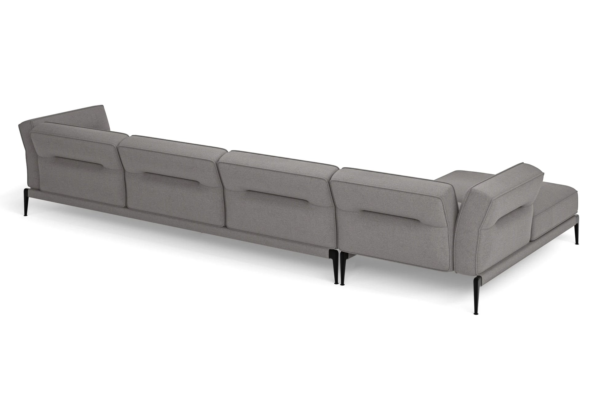 Acerra 4 Seater Left Hand Facing Chaise Lounge Corner Sofa Grey Linen Fabric