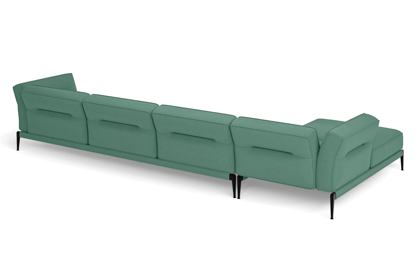 Acerra 4 Seater Left Hand Facing Chaise Lounge Corner Sofa Mint Green Linen Fabric