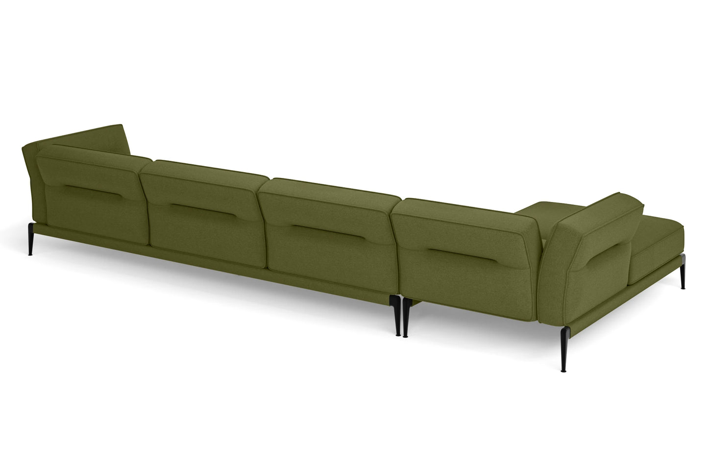 Acerra 4 Seater Left Hand Facing Chaise Lounge Corner Sofa Olive Linen Fabric