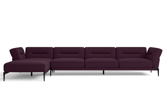 Acerra 4 Seater Left Hand Facing Chaise Lounge Corner Sofa Purple Linen Fabric