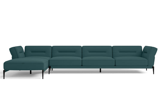 Acerra 4 Seater Left Hand Facing Chaise Lounge Corner Sofa Teal Linen Fabric