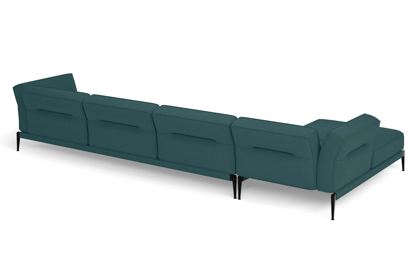 Acerra 4 Seater Left Hand Facing Chaise Lounge Corner Sofa Teal Linen Fabric