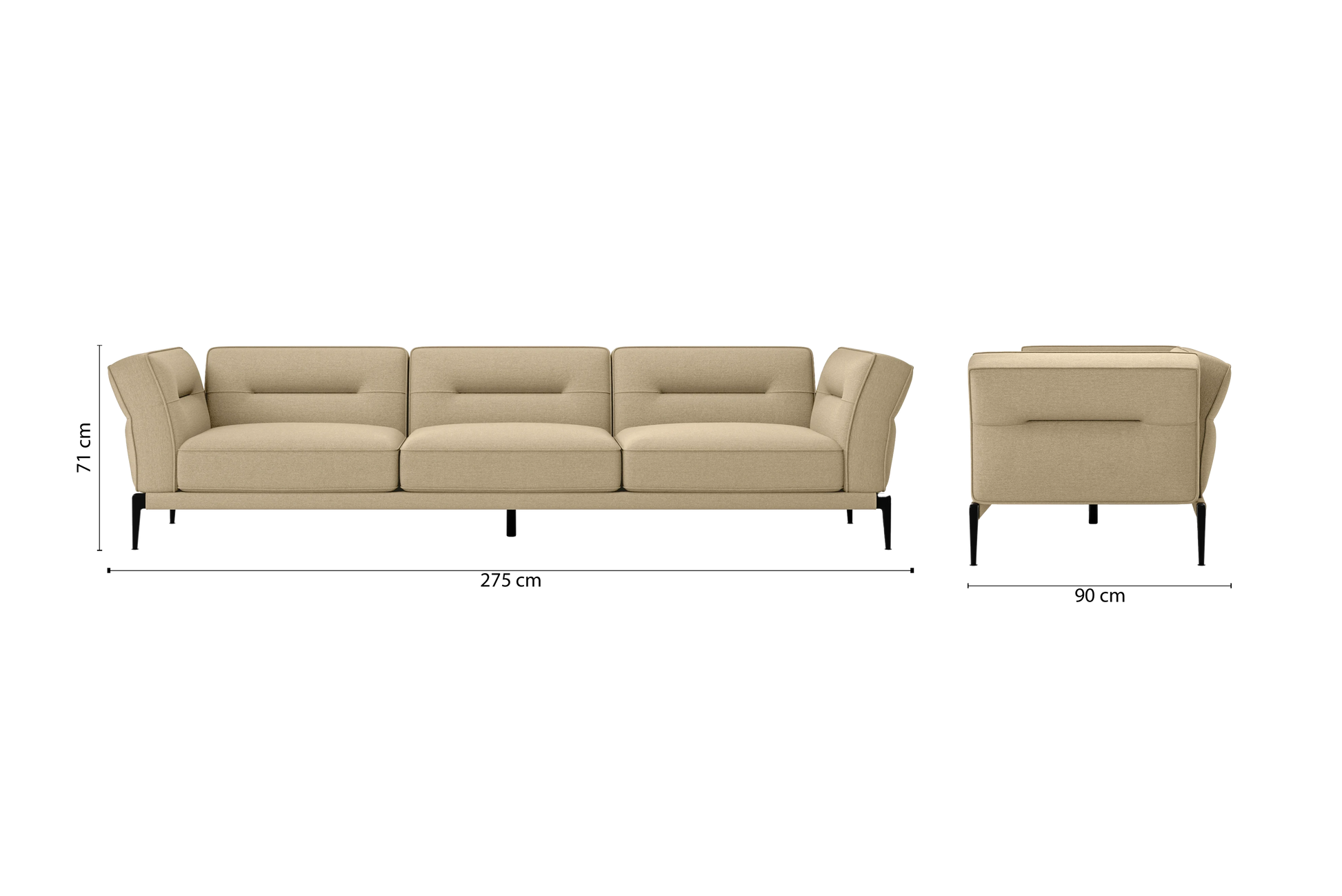 Acerra 4 Seater Sofa Beige Linen Fabric