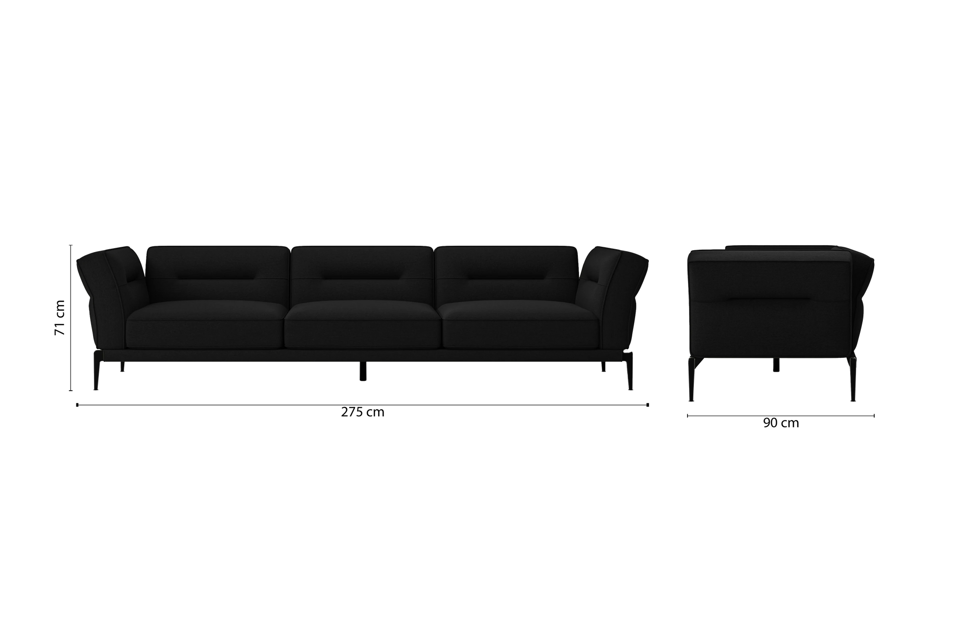 Acerra 4 Seater Sofa Black Linen Fabric