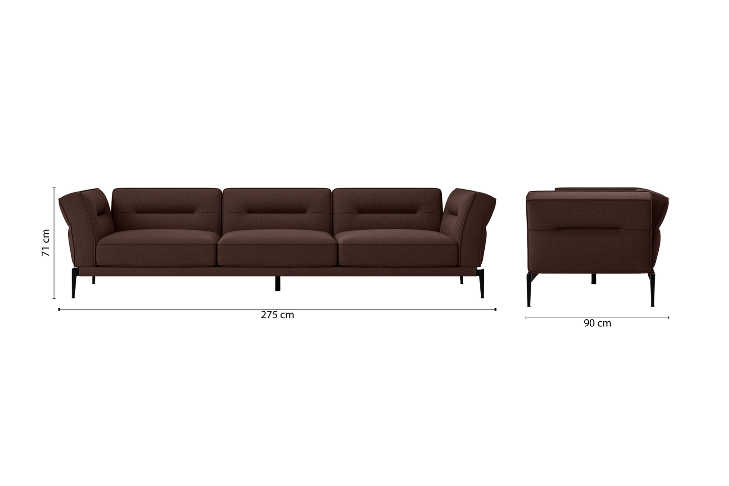 Acerra 4 Seater Sofa Coffee Brown Linen Fabric