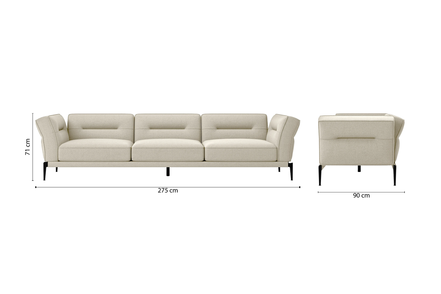 Acerra 4 Seater Sofa Cream Linen Fabric