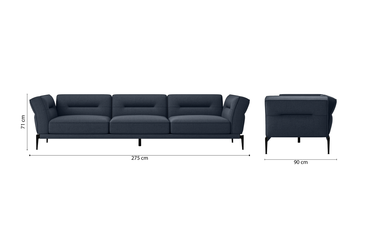 Acerra 4 Seater Sofa Dark Blue Linen Fabric