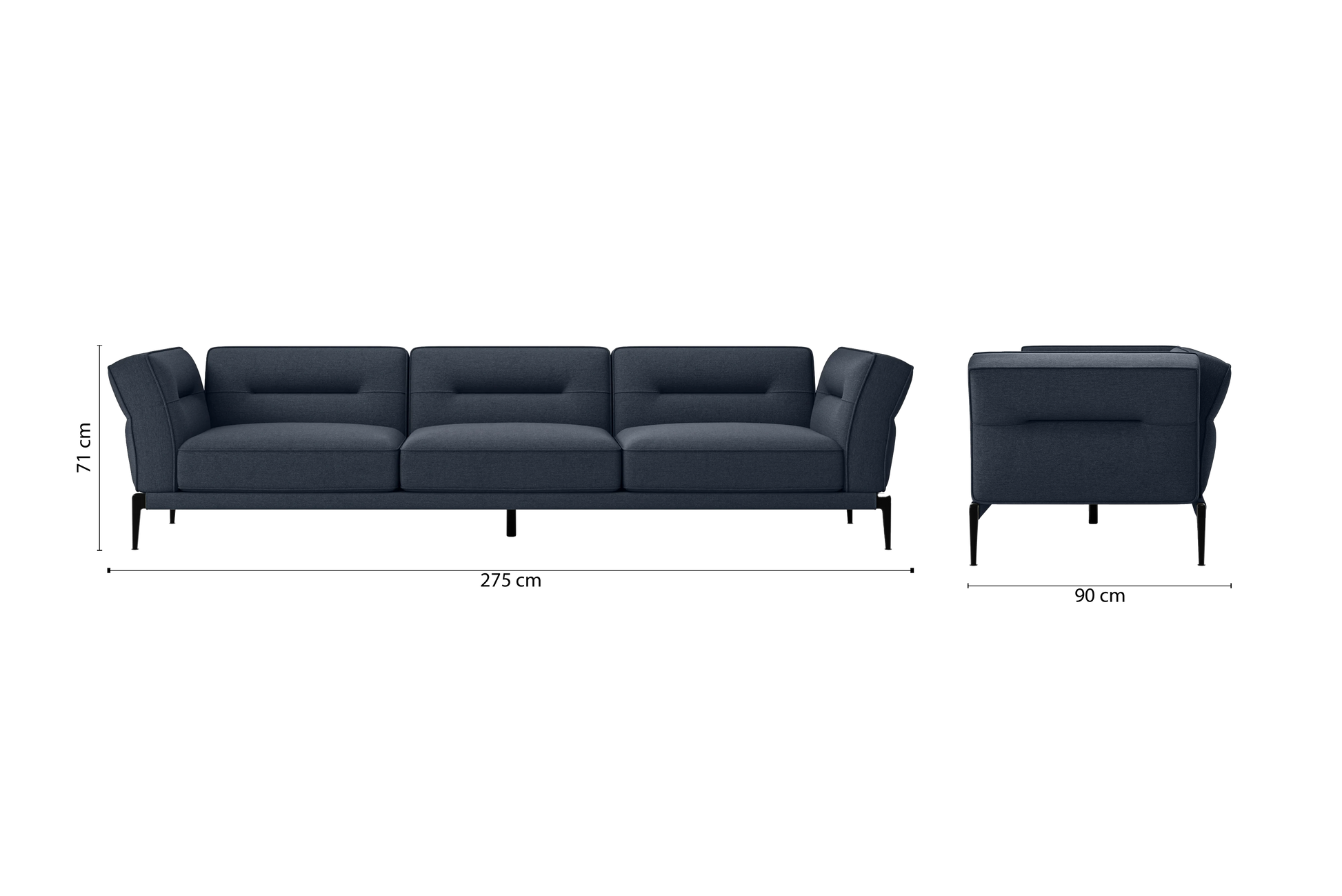 Acerra 4 Seater Sofa Dark Blue Linen Fabric