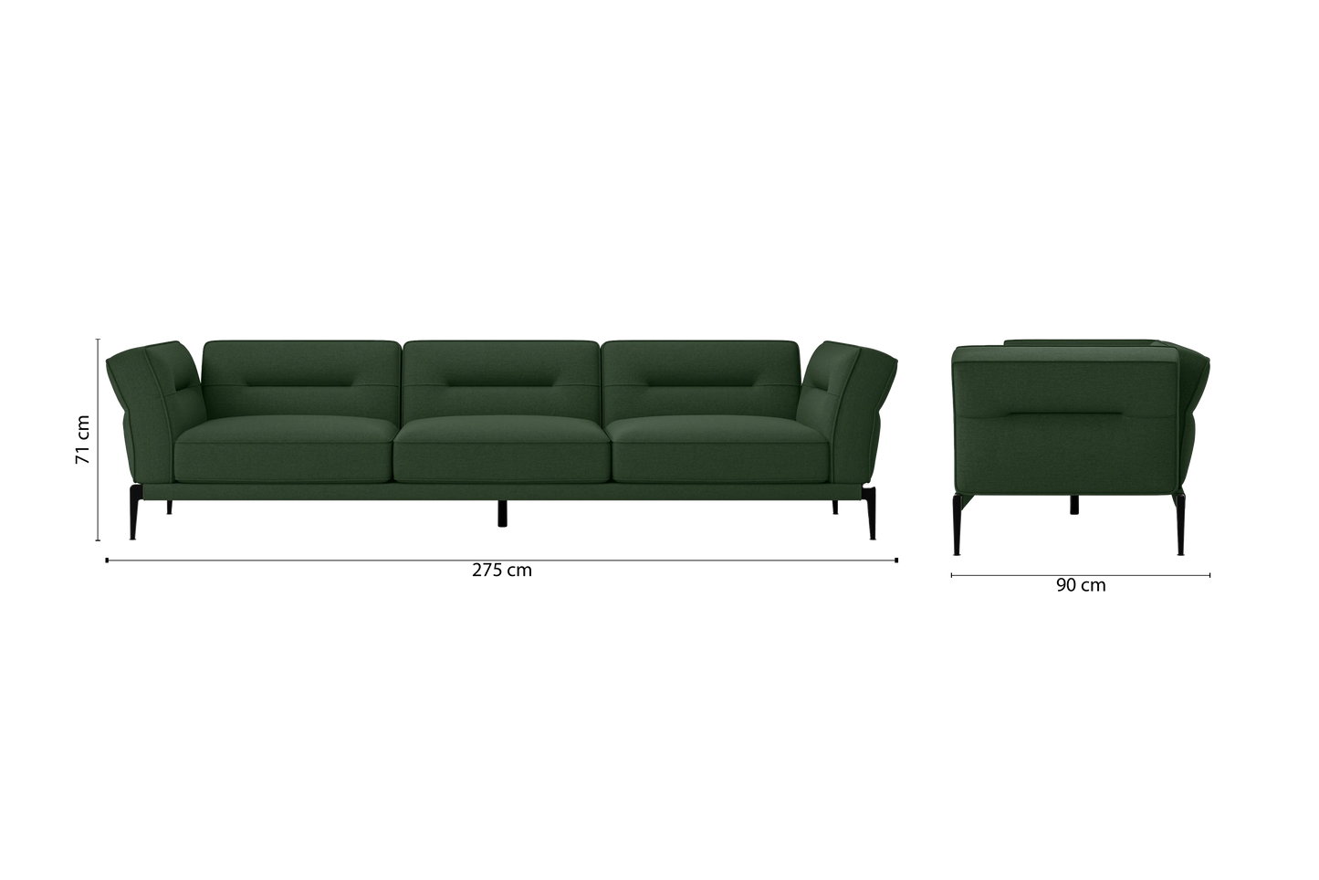 Acerra 4 Seater Sofa Forest Green Linen Fabric