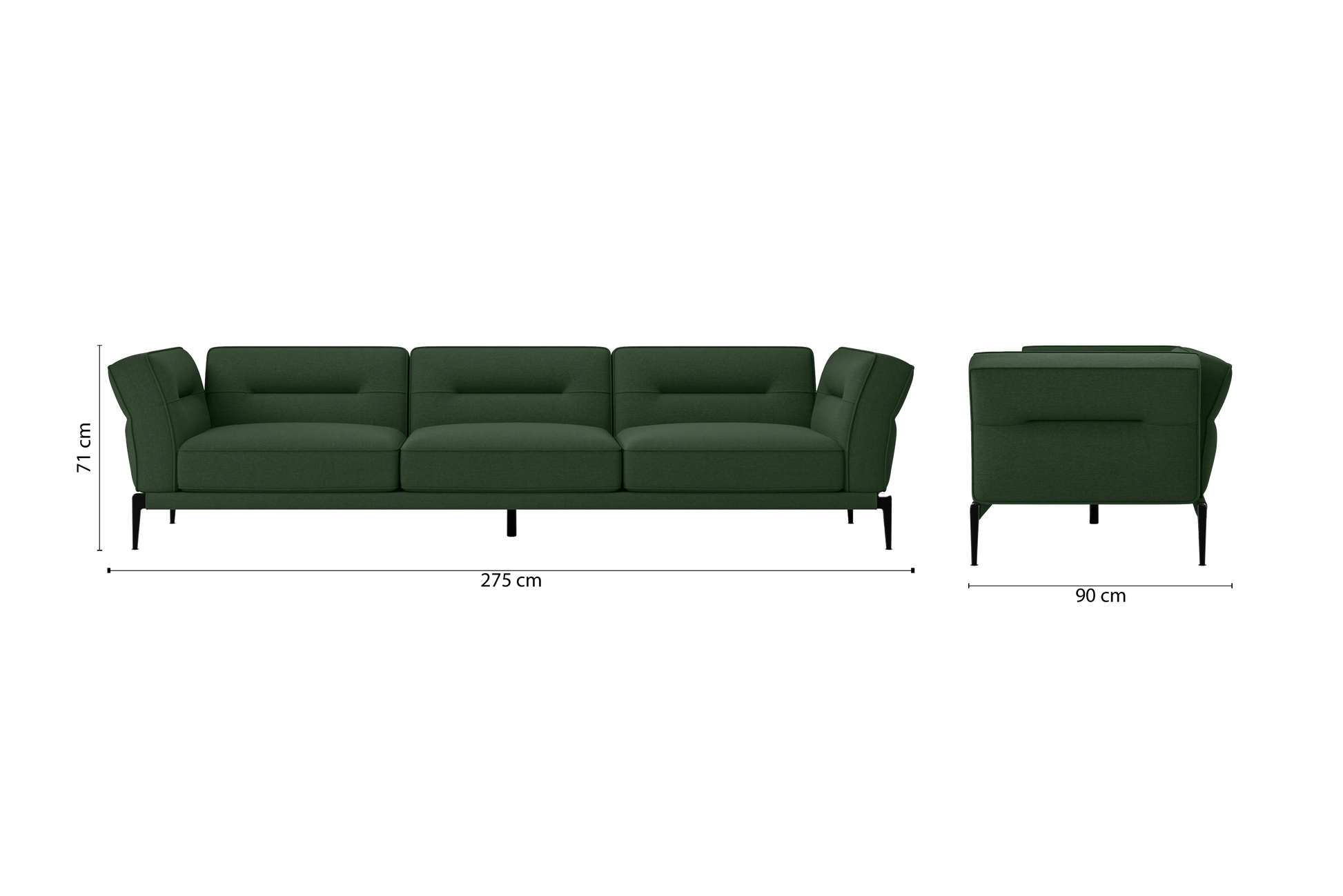 Acerra 4 Seater Sofa Forest Green Linen Fabric