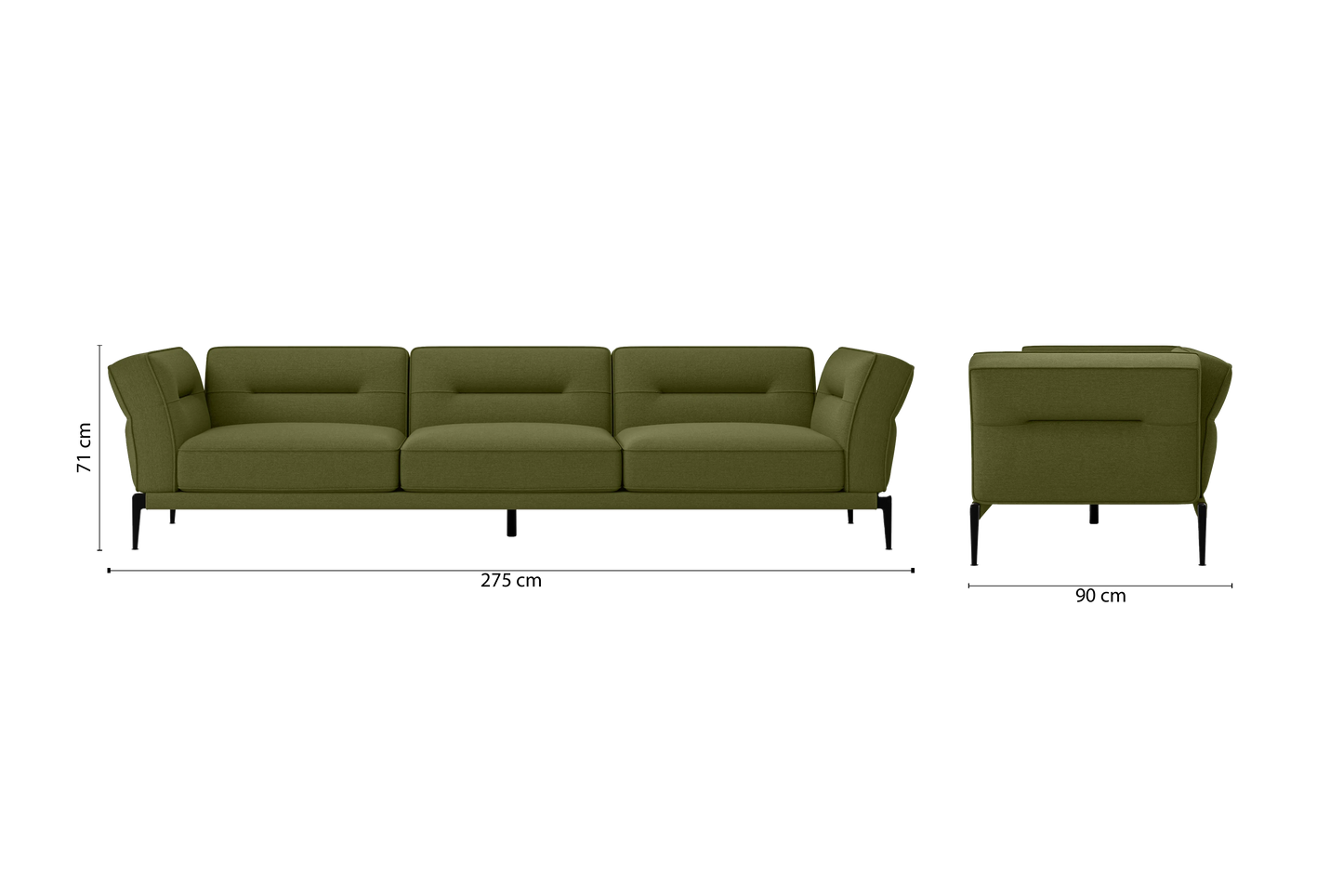 Acerra 4 Seater Sofa Olive Linen Fabric