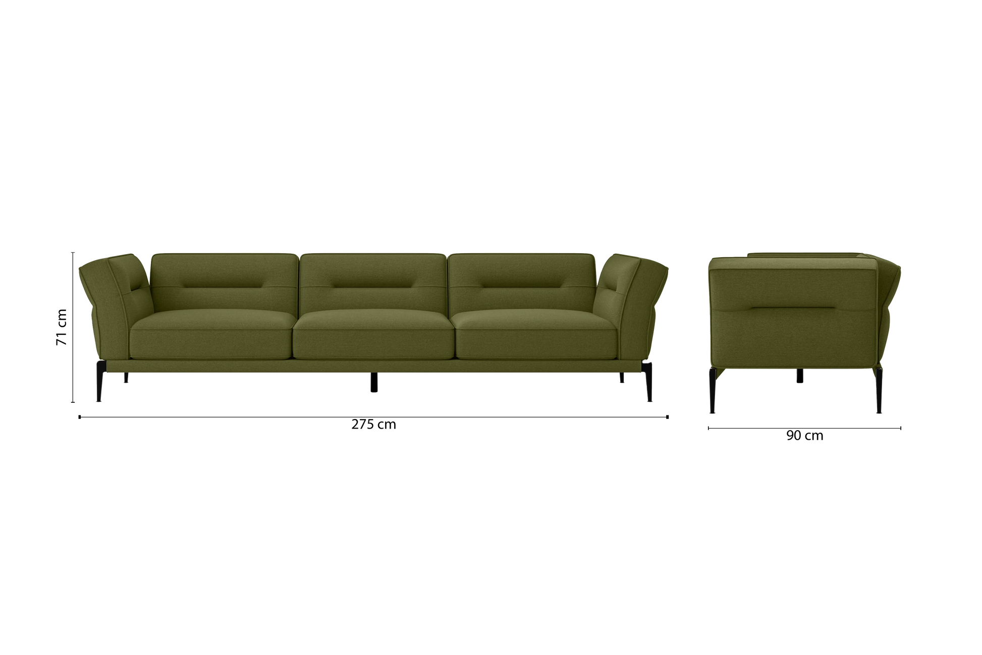 Acerra 4 Seater Sofa Olive Linen Fabric