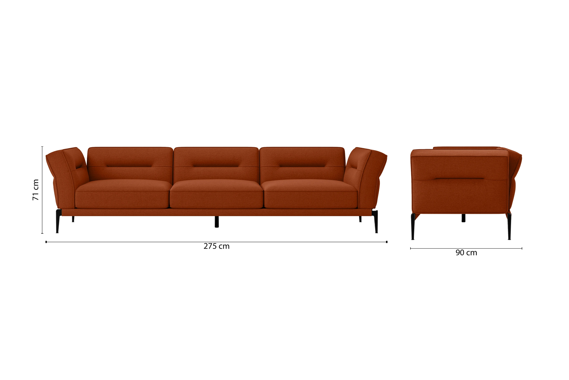 Acerra 4 Seater Sofa Orange Linen Fabric