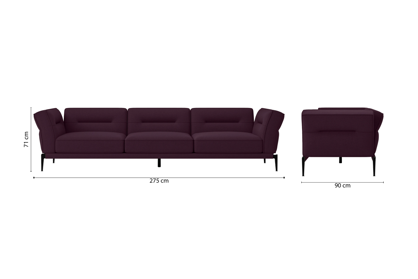 Acerra 4 Seater Sofa Purple Linen Fabric