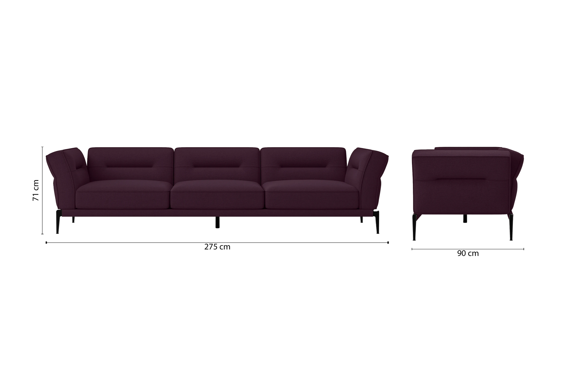 Acerra 4 Seater Sofa Purple Linen Fabric