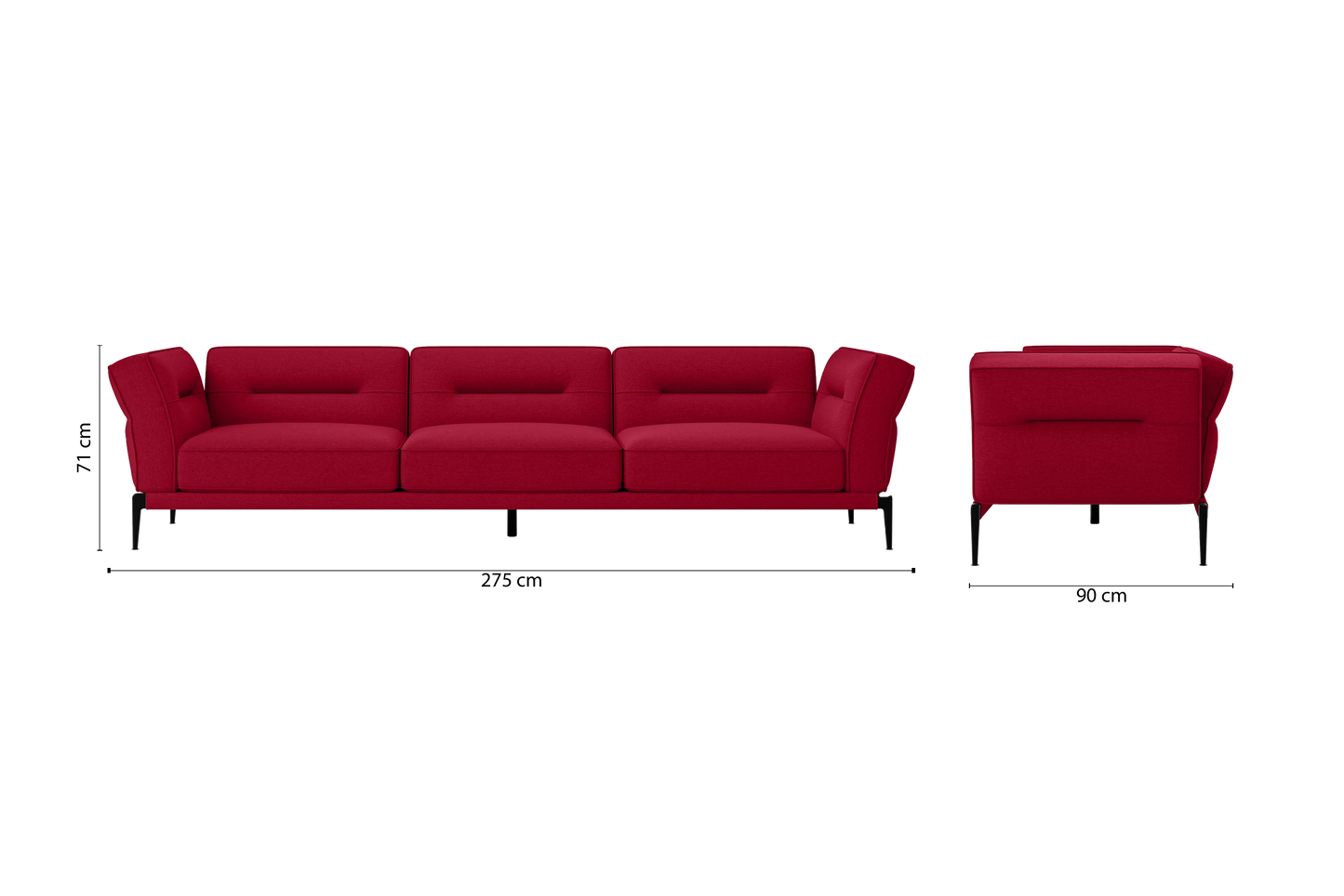 Acerra 4 Seater Sofa Red Linen Fabric