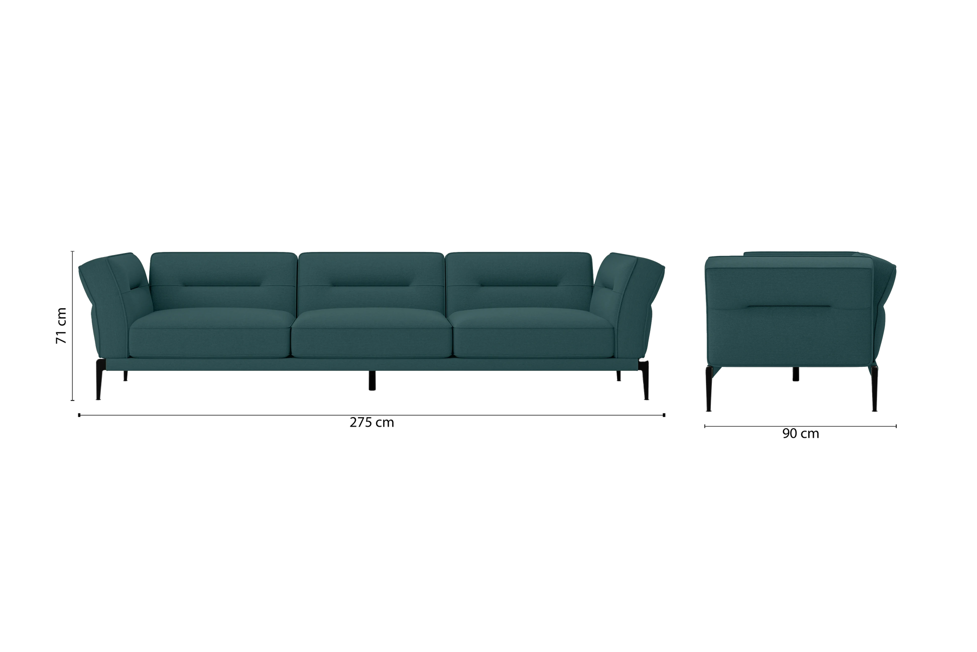 Acerra 4 Seater Sofa Teal Linen Fabric