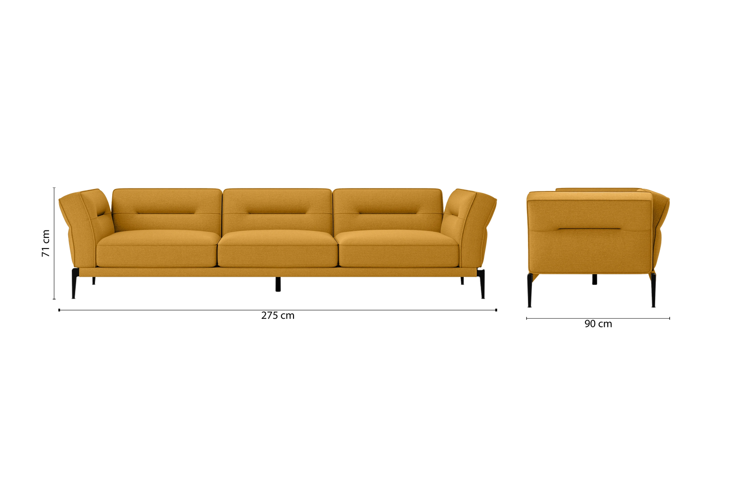 Acerra 4 Seater Sofa Yellow Linen Fabric