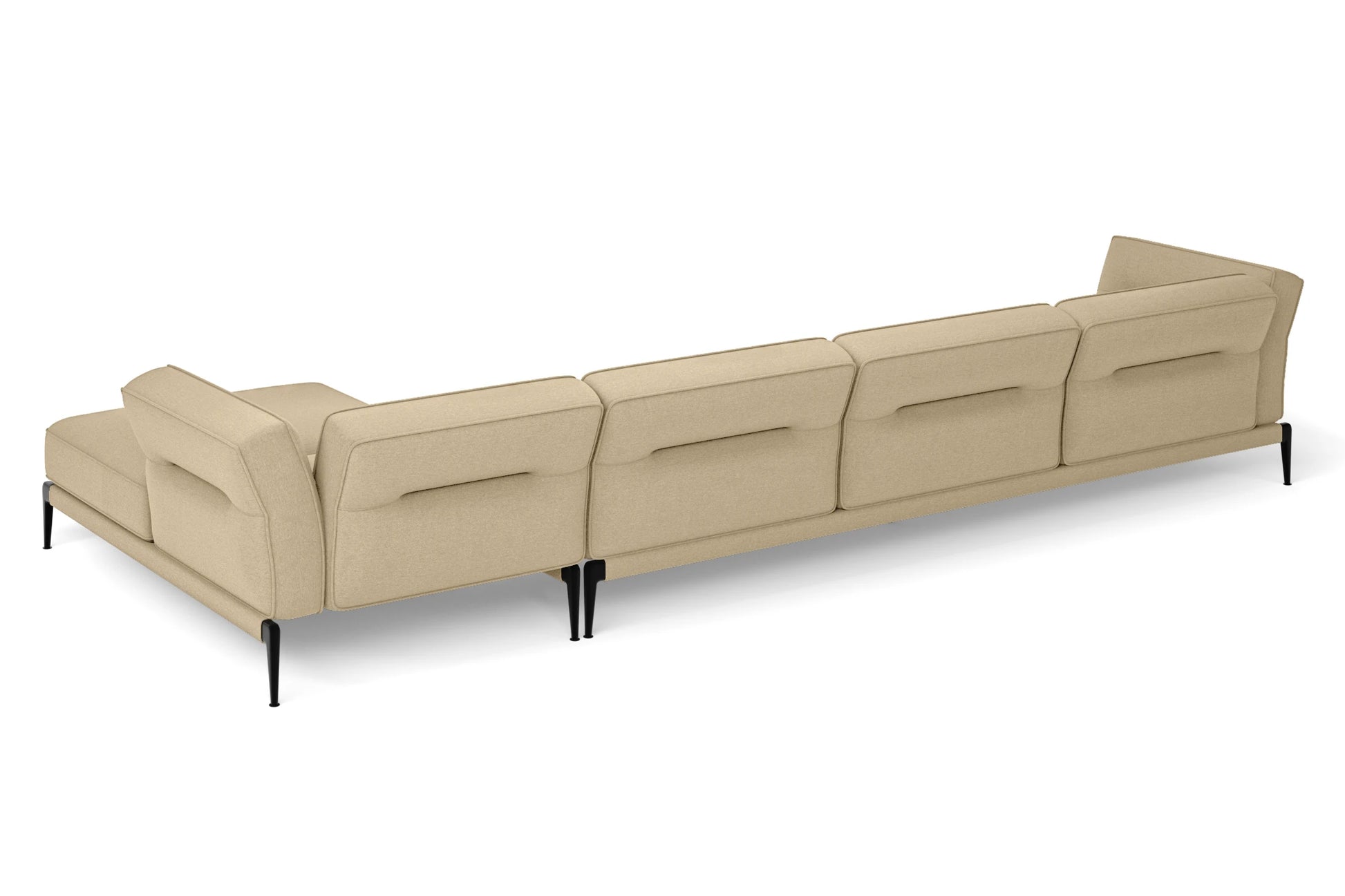 Acerra 4 Seater Right Hand Facing Chaise Lounge Corner Sofa Beige Linen Fabric