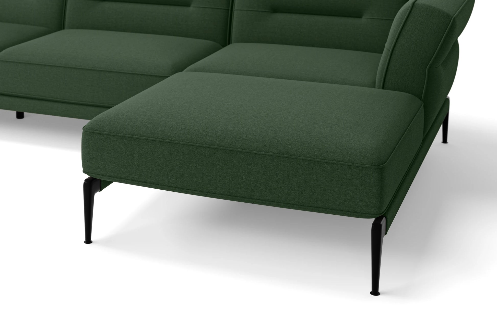 Acerra 4 Seater Right Hand Facing Chaise Lounge Corner Sofa Forest Green Linen Fabric