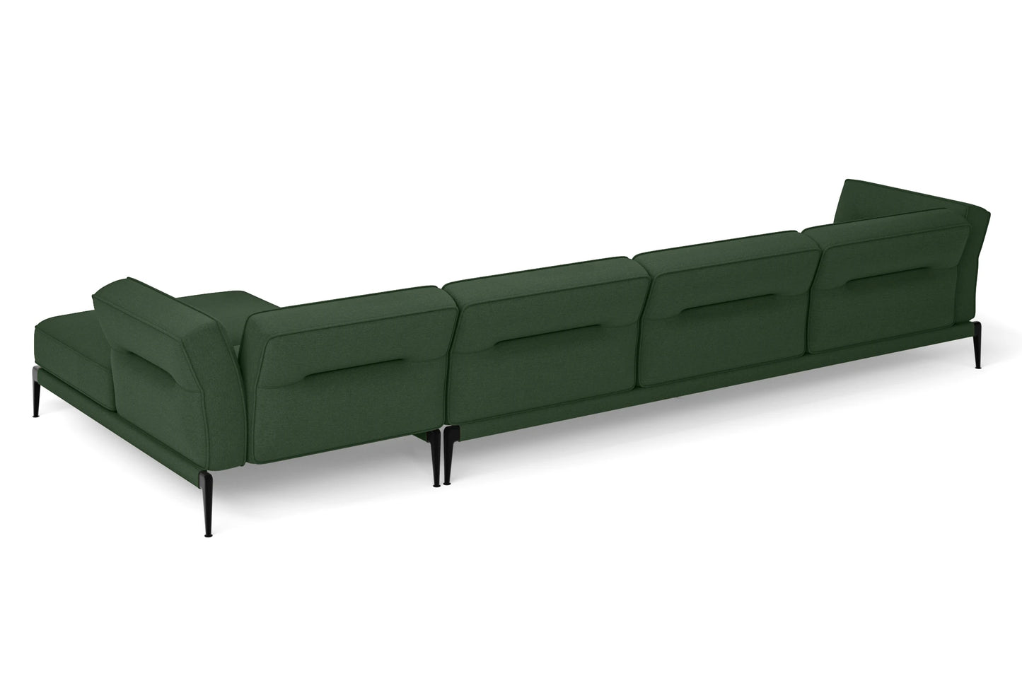 Acerra 4 Seater Right Hand Facing Chaise Lounge Corner Sofa Forest Green Linen Fabric