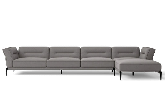 Acerra 4 Seater Right Hand Facing Chaise Lounge Corner Sofa Grey Linen Fabric