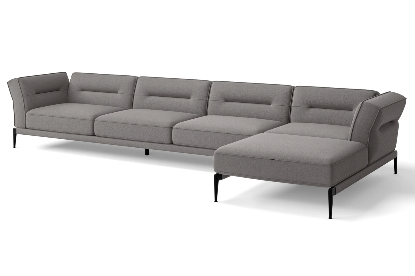 Acerra 4 Seater Right Hand Facing Chaise Lounge Corner Sofa Grey Linen Fabric