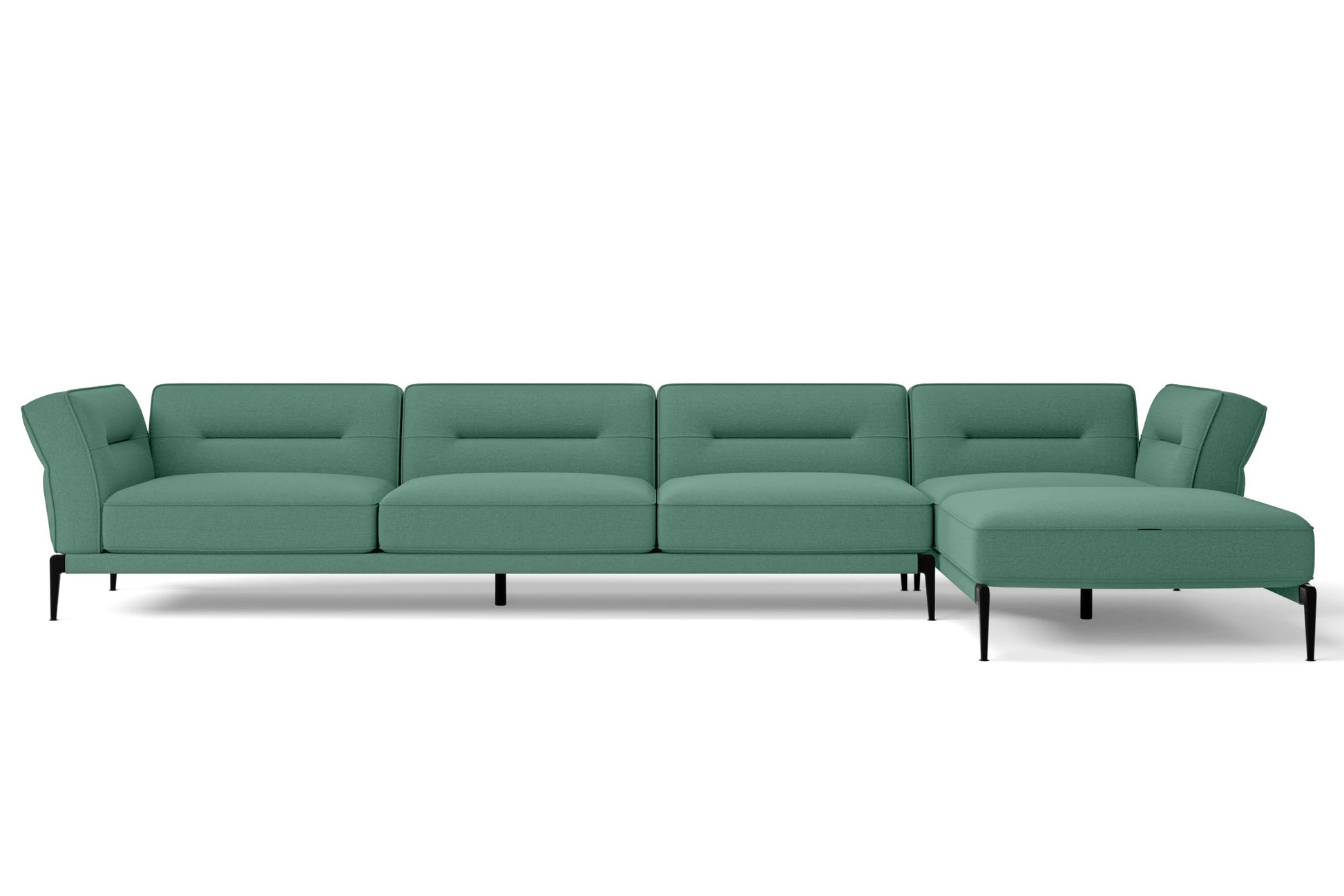 Acerra 4 Seater Right Hand Facing Chaise Lounge Corner Sofa Mint Green Linen Fabric