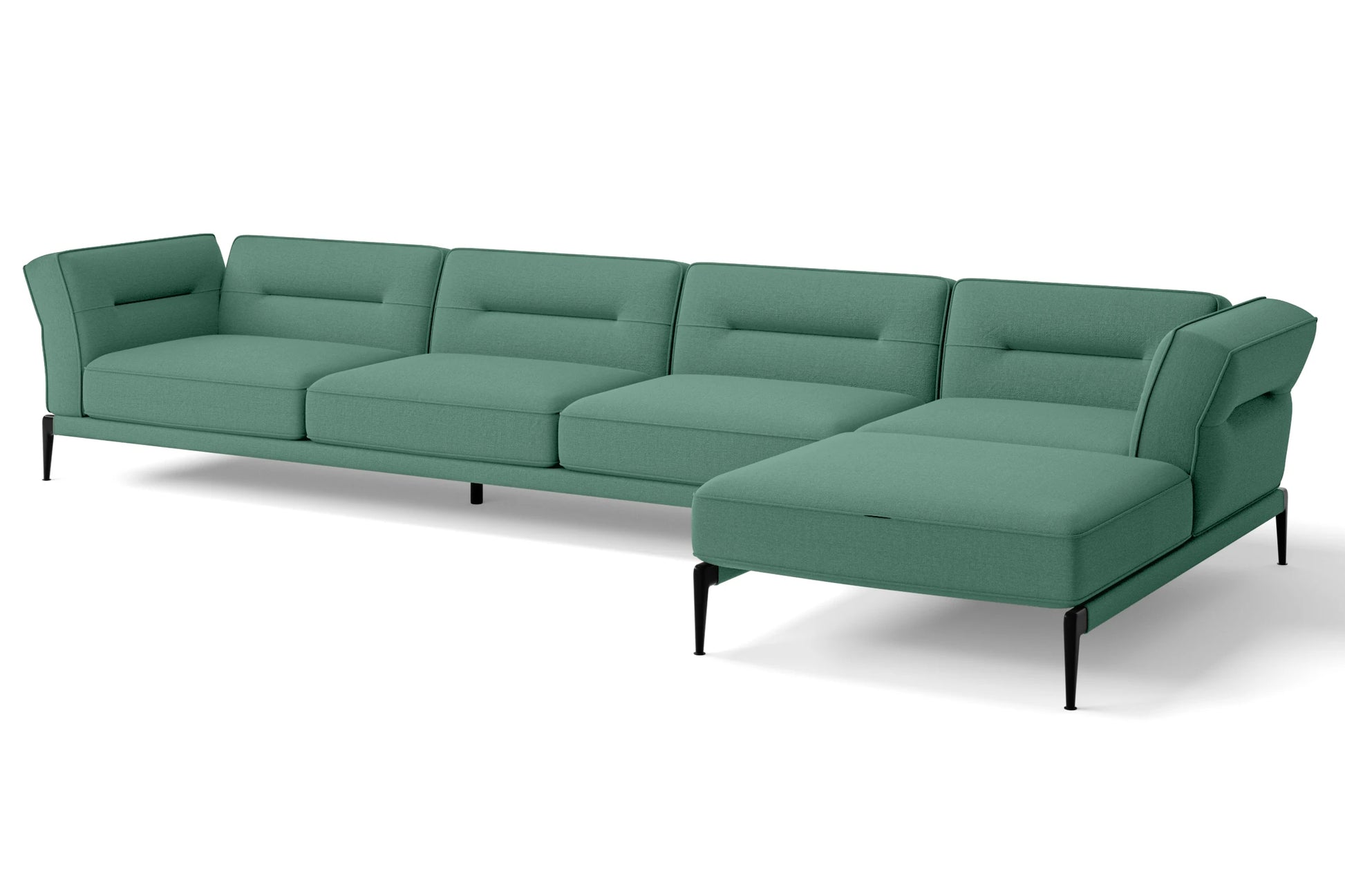 Acerra 4 Seater Right Hand Facing Chaise Lounge Corner Sofa Mint Green Linen Fabric