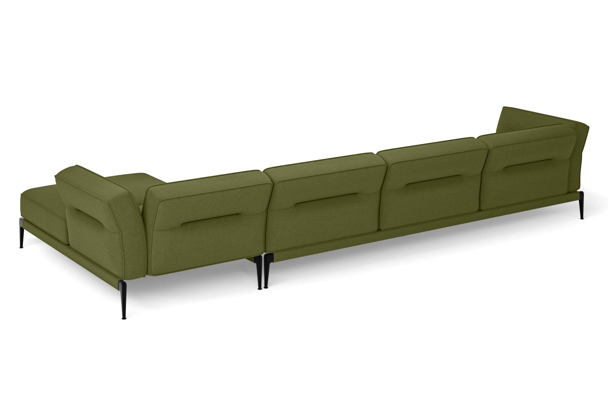 Acerra 4 Seater Right Hand Facing Chaise Lounge Corner Sofa Olive Linen Fabric