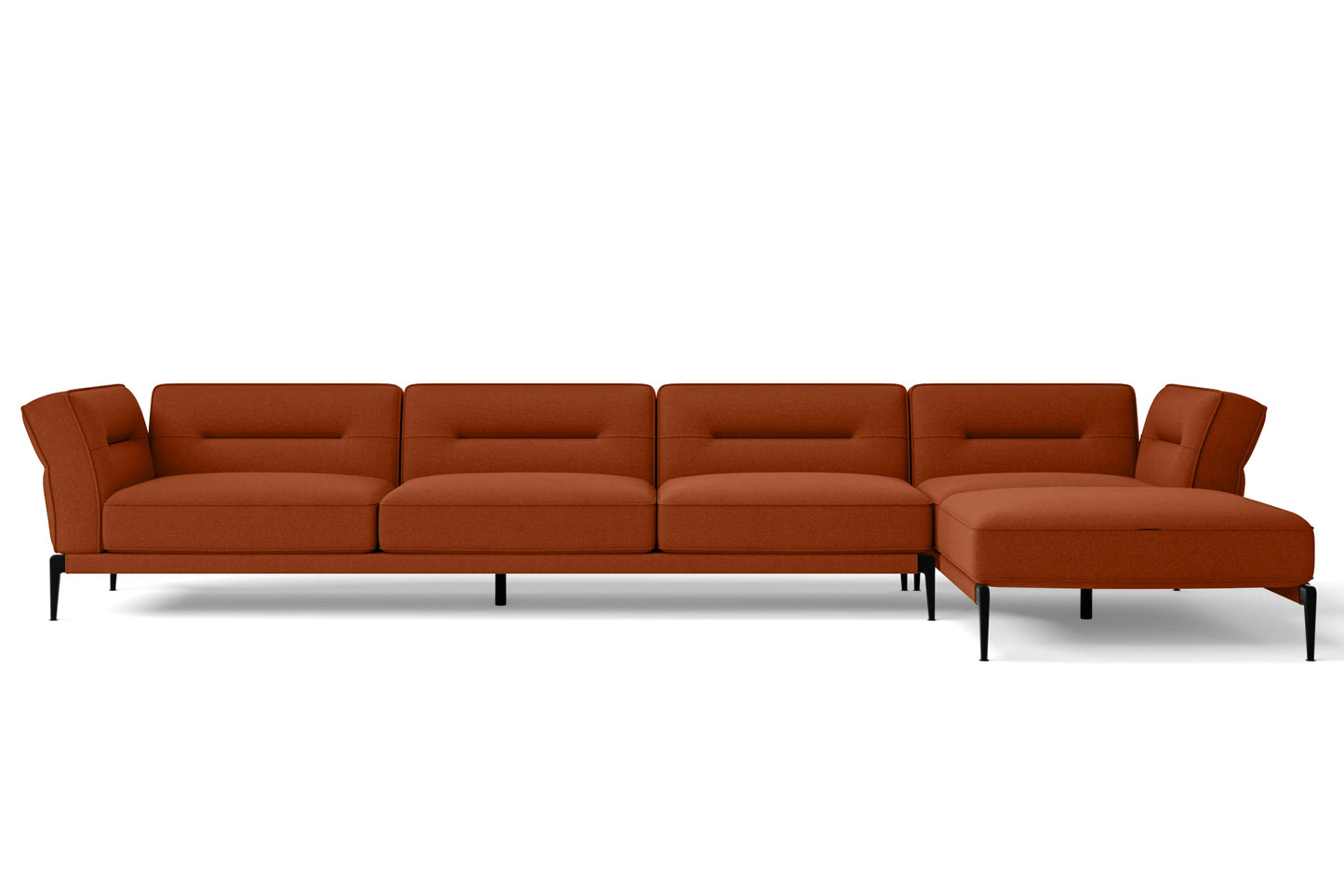 Acerra 4 Seater Right Hand Facing Chaise Lounge Corner Sofa Orange Linen Fabric