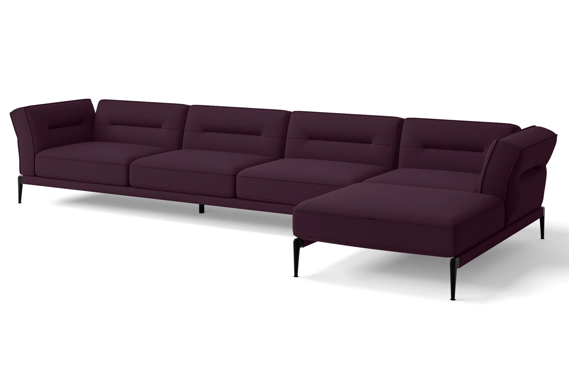 Acerra 4 Seater Right Hand Facing Chaise Lounge Corner Sofa Purple Linen Fabric