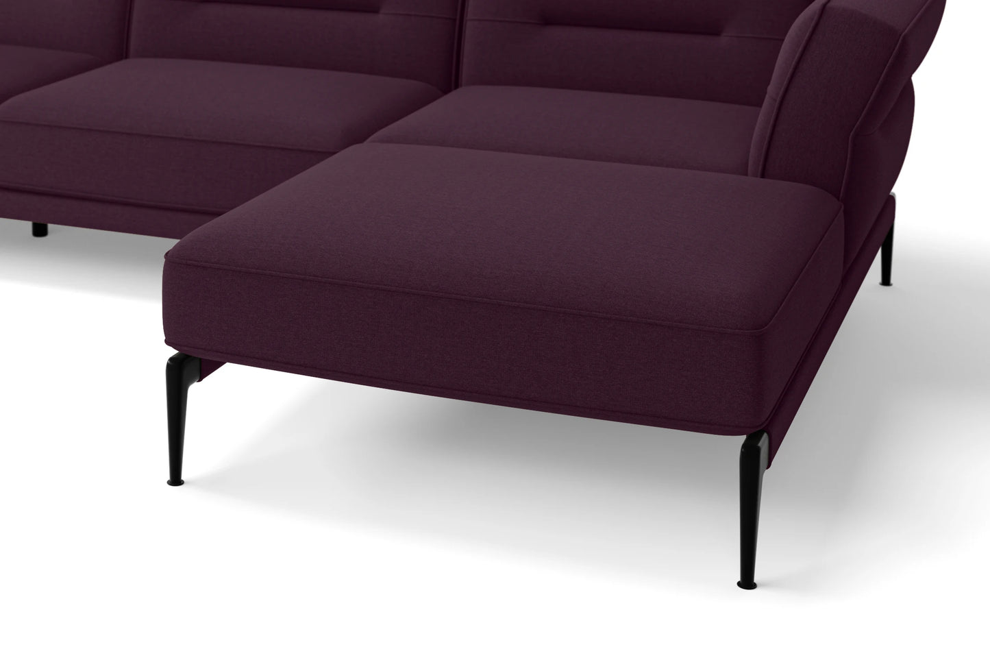 Acerra 4 Seater Right Hand Facing Chaise Lounge Corner Sofa Purple Linen Fabric