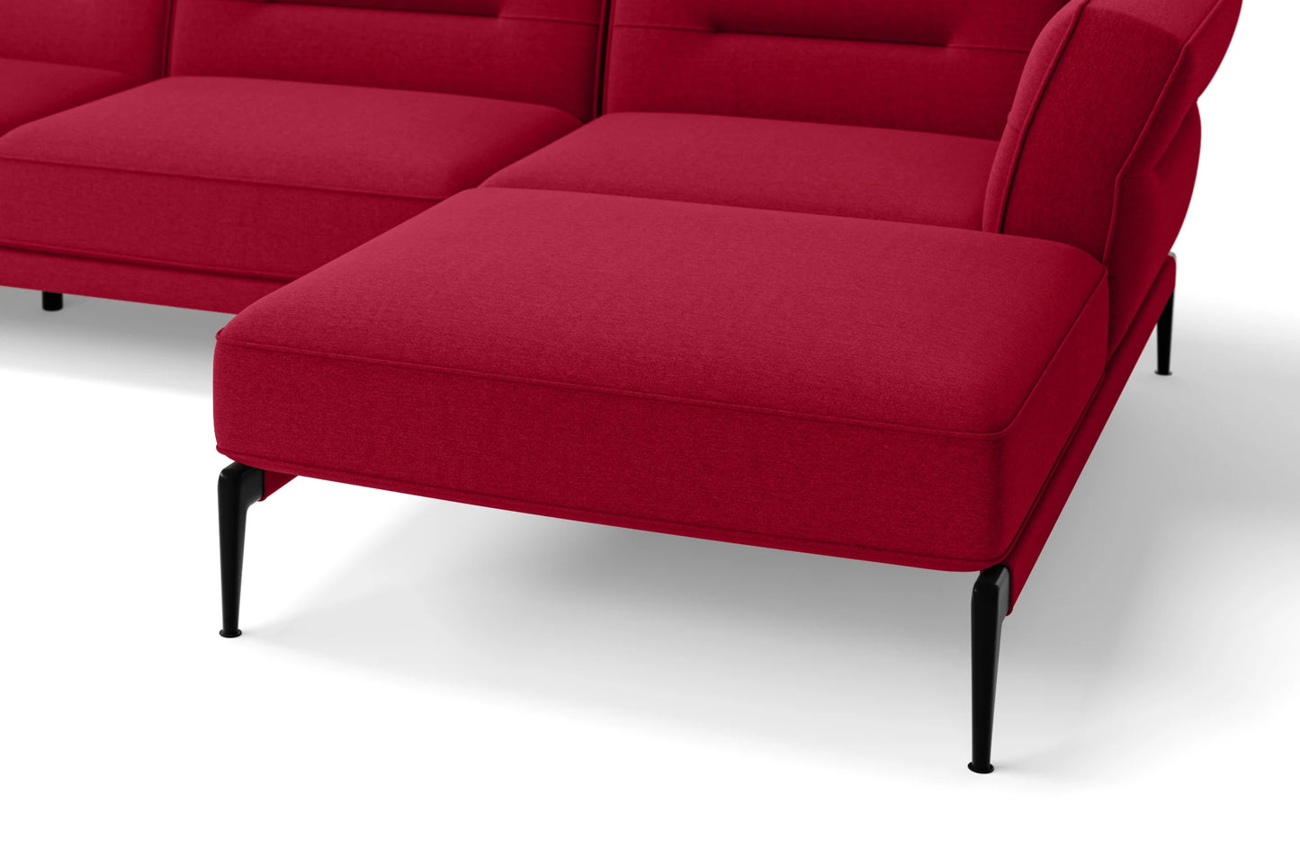 Acerra 4 Seater Right Hand Facing Chaise Lounge Corner Sofa Red Linen Fabric