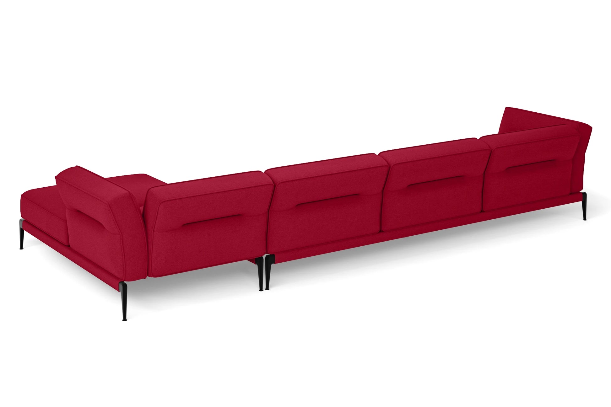 Acerra 4 Seater Right Hand Facing Chaise Lounge Corner Sofa Red Linen Fabric