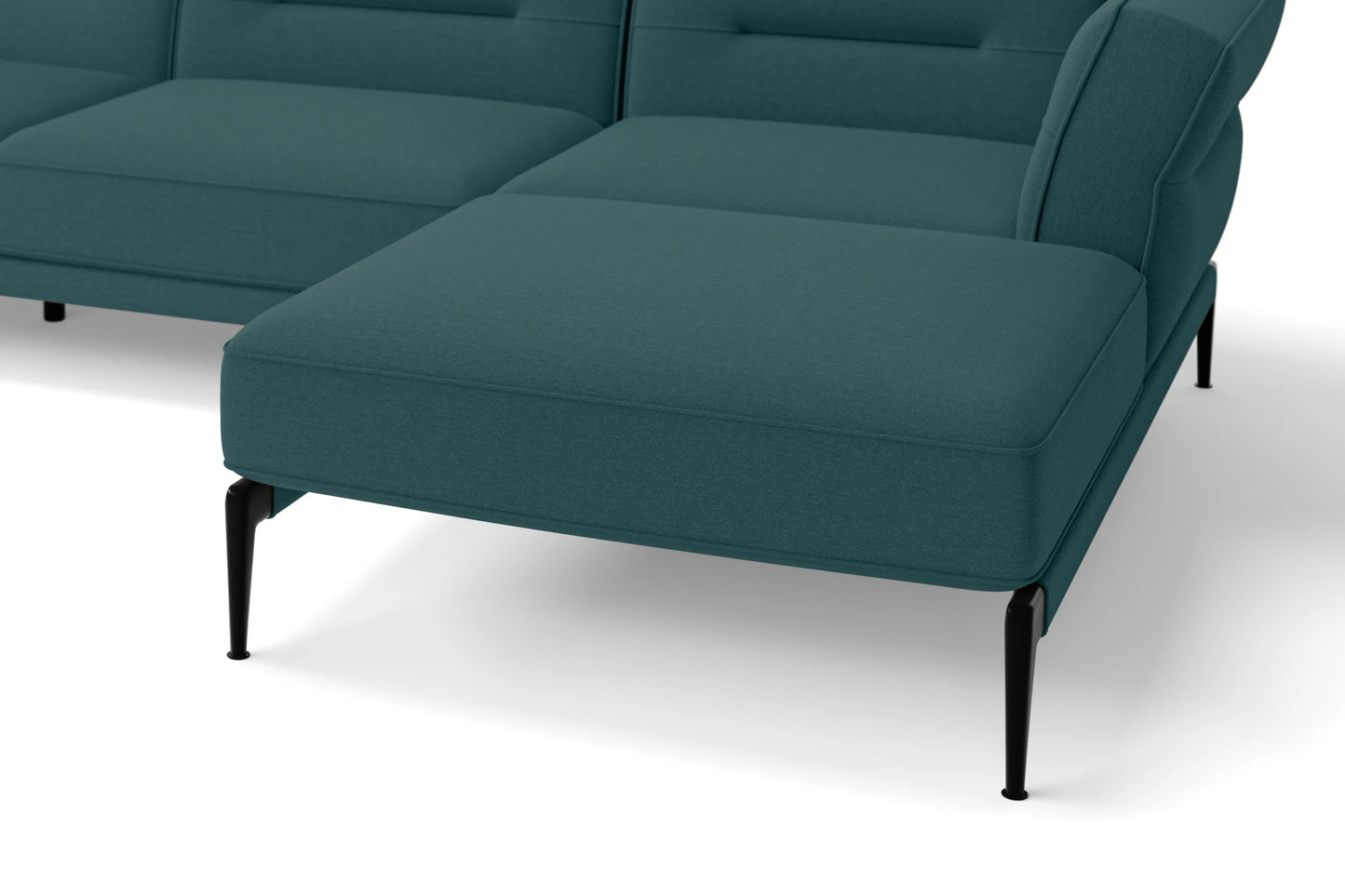 Acerra 4 Seater Right Hand Facing Chaise Lounge Corner Sofa Teal Linen Fabric