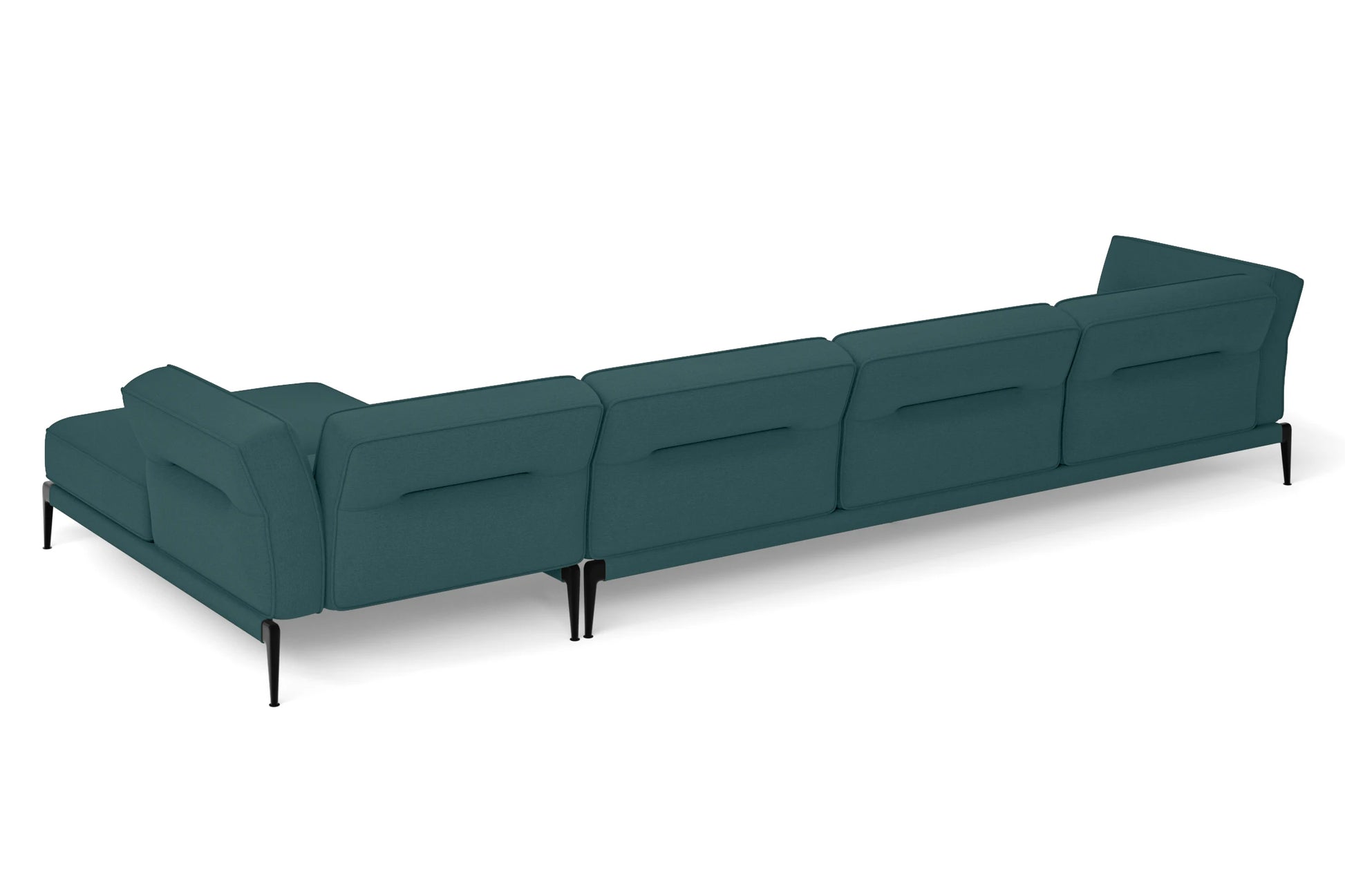 Acerra 4 Seater Right Hand Facing Chaise Lounge Corner Sofa Teal Linen Fabric