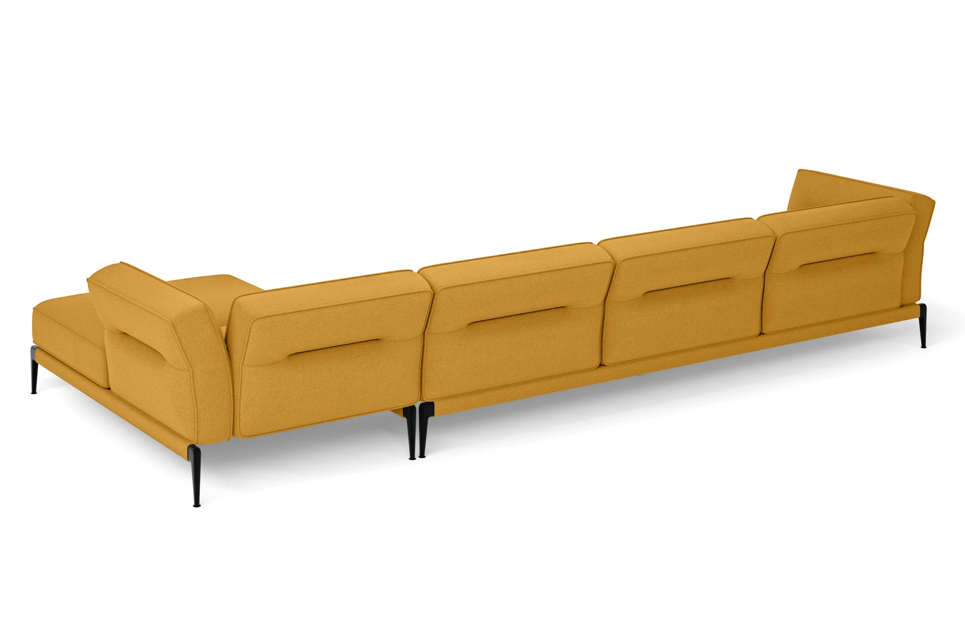 Acerra 4 Seater Right Hand Facing Chaise Lounge Corner Sofa Yellow Linen Fabric