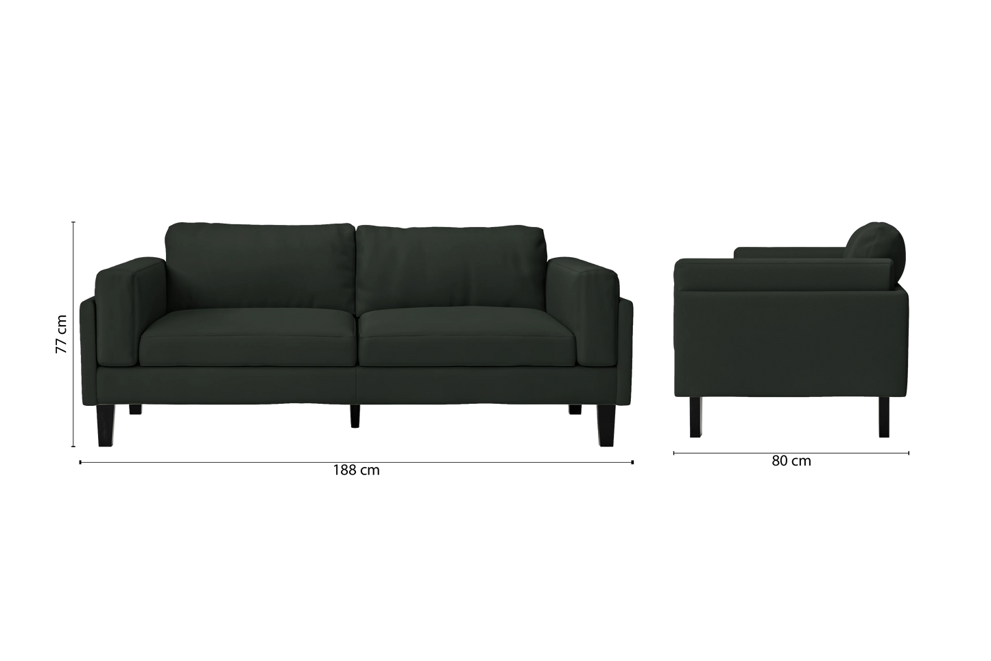 Alseno 3 Seater Sofa Green Leather