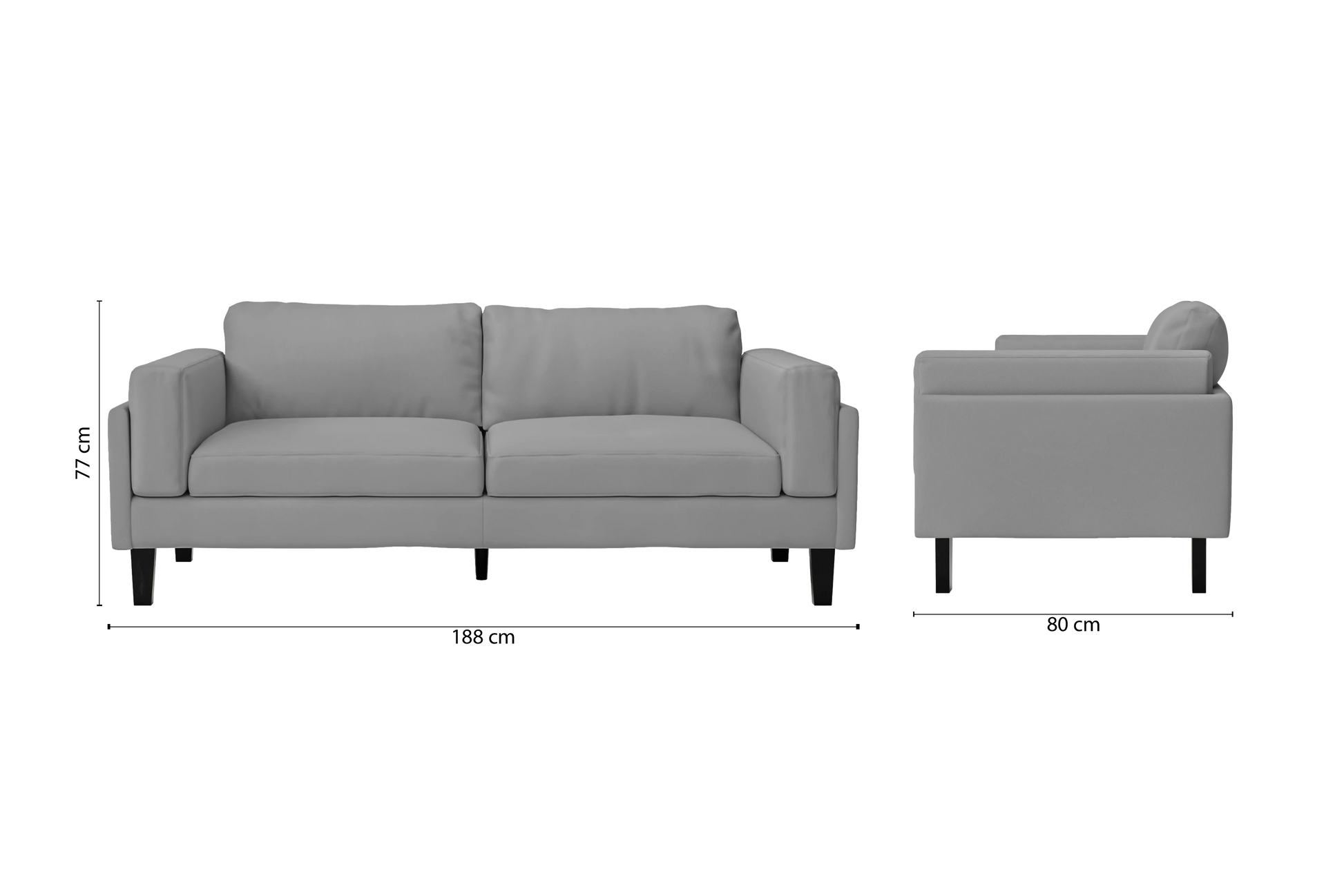 Alseno 3 Seater Sofa Grey Leather