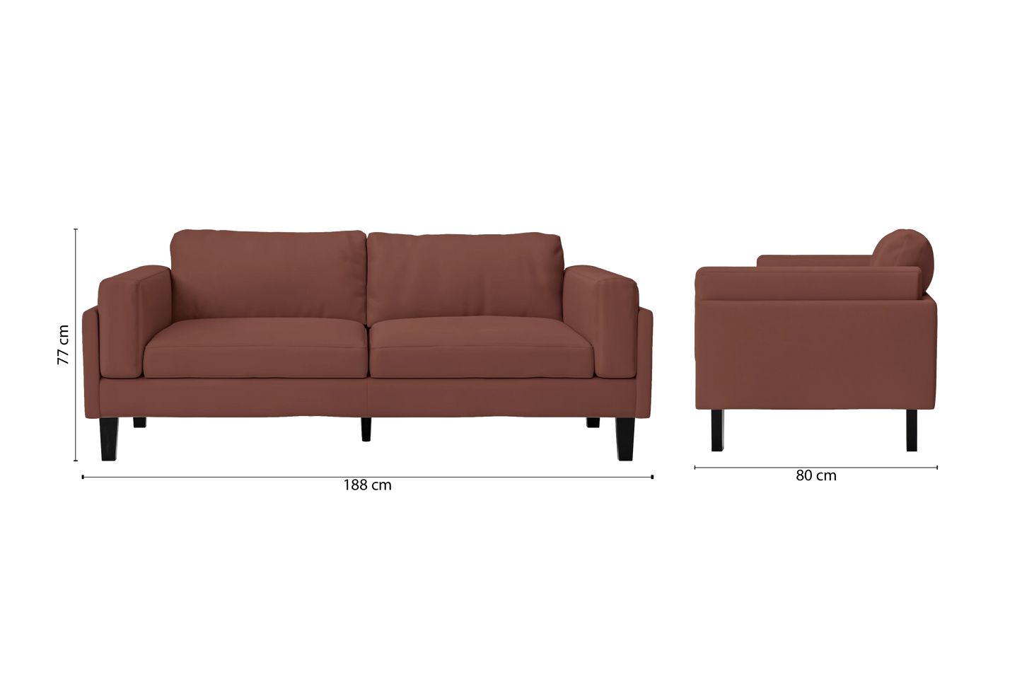 Alseno 3 Seater Sofa Mauve Leather