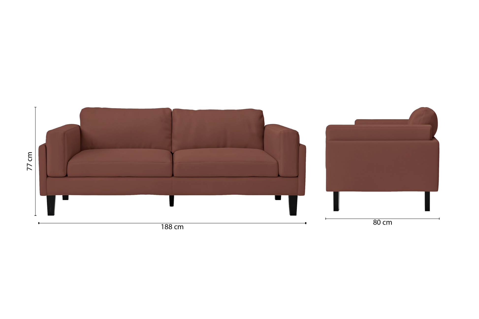 Alseno 3 Seater Sofa Mauve Leather