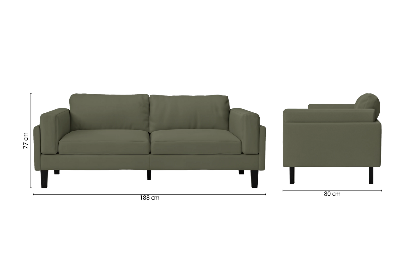 Alseno 3 Seater Sofa Sage Leather