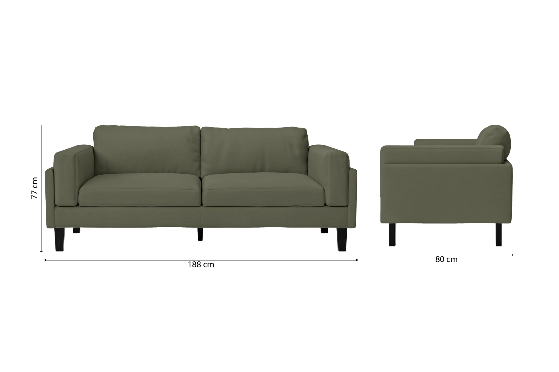 Alseno 3 Seater Sofa Sage Leather