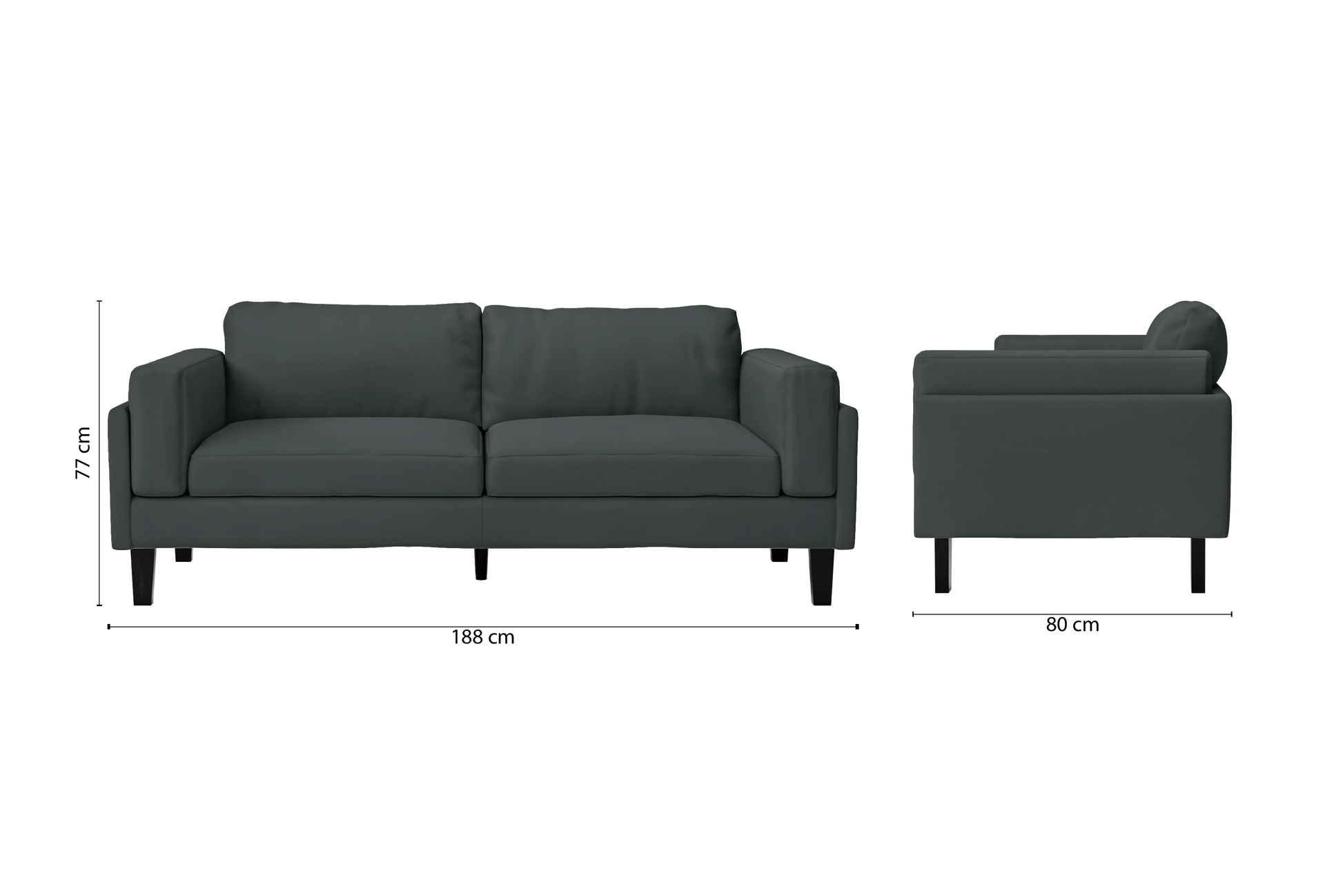 Alseno 3 Seater Sofa Slate Leather